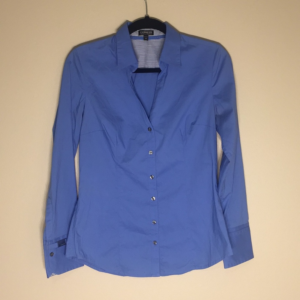 Express Essential Stretch Blue Button Down